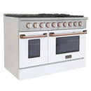 Kucht Signature 48-Inch Pro-Style Dual Fuel Range in Stainless Steel with White Oven Door & Rose Gold KDF482-W-ROSE