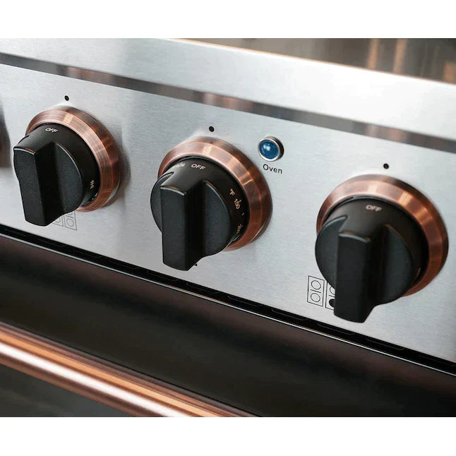 Kucht Signature 36-Inch Pro-Style Dual Fuel Range in Stainless Steel with Black Oven Door & Rose Gold Accents KDF362-K-ROSE