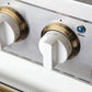 Kucht Signature 36" Gas Range with Convection Oven in White with White Knobs & Gold Handle KNG361-W-GOLD