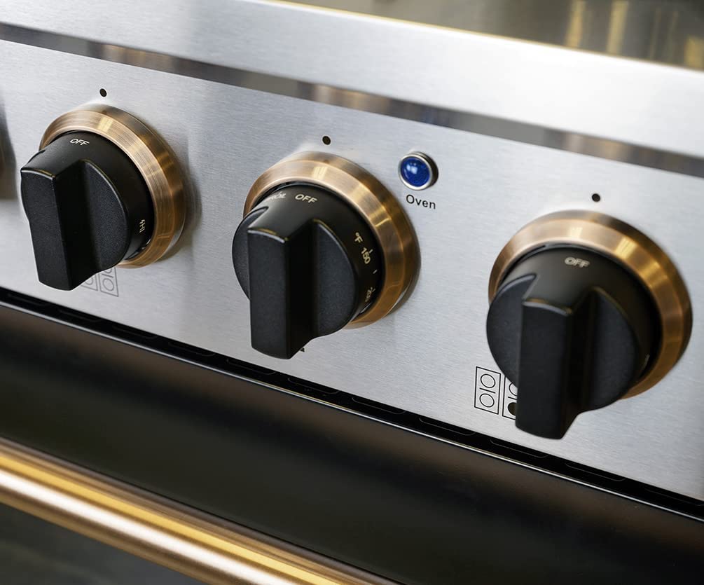 Kucht Signature 30" Gas Range with Convection Oven in Black with Black Knobs & Gold Handle KNG301-K-GOLD