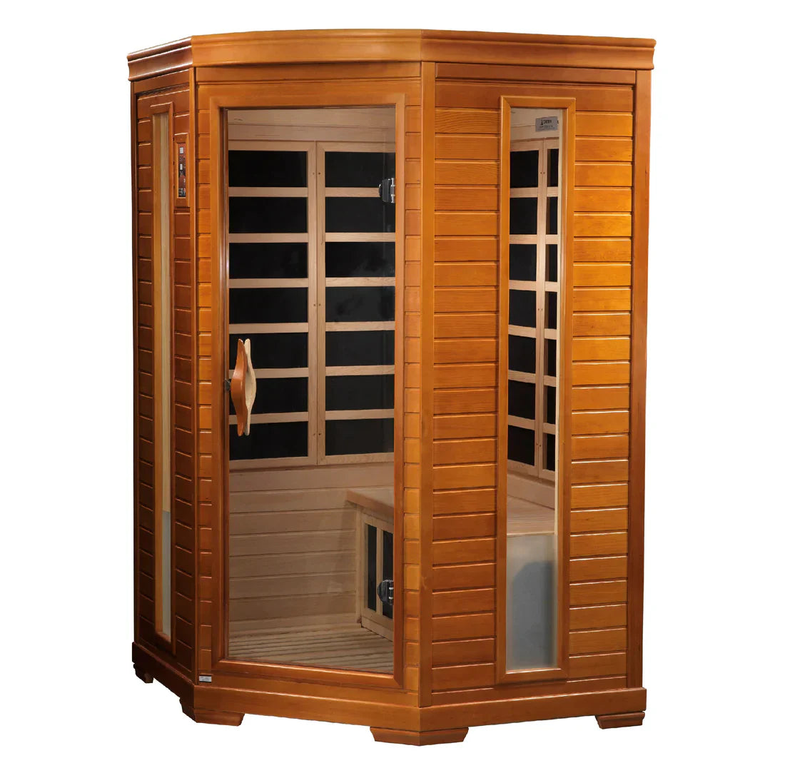 Golden Designs Dynamic Heming Elite 2-person Corner Ultra Low EMF Under 3MG FAR Infrared Sauna Canadian Hemlock - DYN-6225-02 Elite