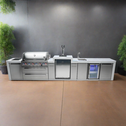 Mont Alpi 805 Deluxe BBQ Grill Island with Kegerator and Beverage Center - MAi805-DKEGBEV - MyBBQDirect