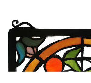 Meyda 9"W X 25"H Cat & Tulips Stained Glass Window '67117