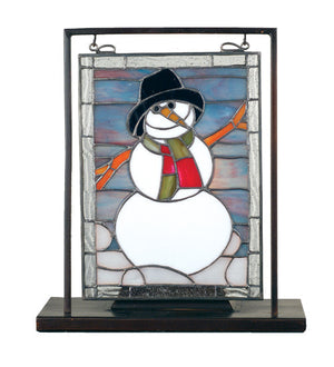 Meyda 9.5"W X 10.5"H Snowman Lighted Mini Tabletop Window '68340