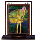 Meyda 9.5"W X 10.5"H Tiffany Pond Lily Lighted Mini Tabletop Window '68353