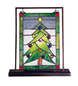 Meyda 9.5"W X 10.5"H Christmas Tree Lighted Mini Tabletop Window '69658