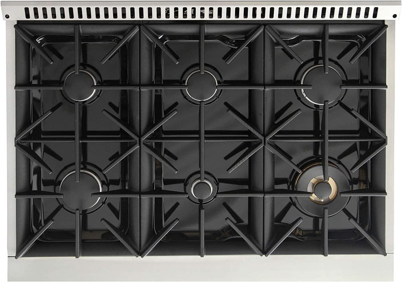 Kucht Signature 36" Gas Range in Stainless Steel with Black, Gold & Silver KNG361-K-GOLD