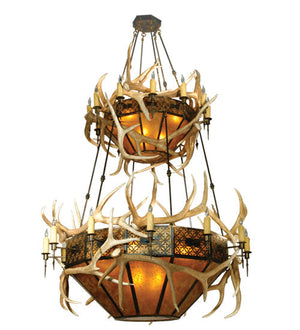 Meyda 66" Wide Antlers Elk 2 Tier Chandelier-71372 - MyBBQDirect