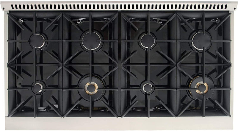 Kucht Signature 48-Inch 6.7 cu ft. Gas Range with Black Door and Rose Gold Accents KNG481-K-ROSE