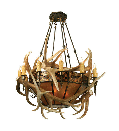 Meyda 56"W Antlers Elk Chandelier- 81310 - MyBBQDirect