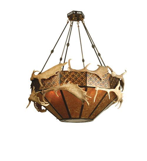Meyda 52"W Antlers Fallow Deer Inverted Pendant- 81333 - MyBBQDirect