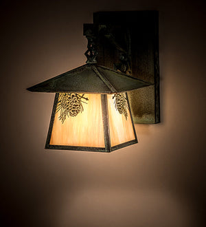 Meyda 8" Wide Stillwater Winter Pine Hanging Wall Sconce 92840