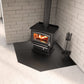 Drolet black steel corner hearth pad AC02789 setup