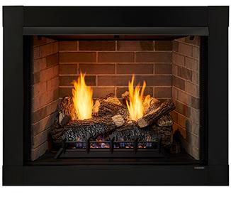 Monessen Attribute 36-inch vent-free firebox with gray liner in room setting