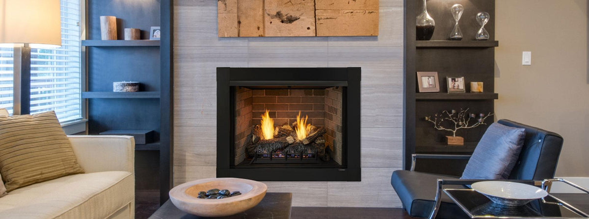 Monessen Attribute 36-inch vent-free circulating firebox installed in living room