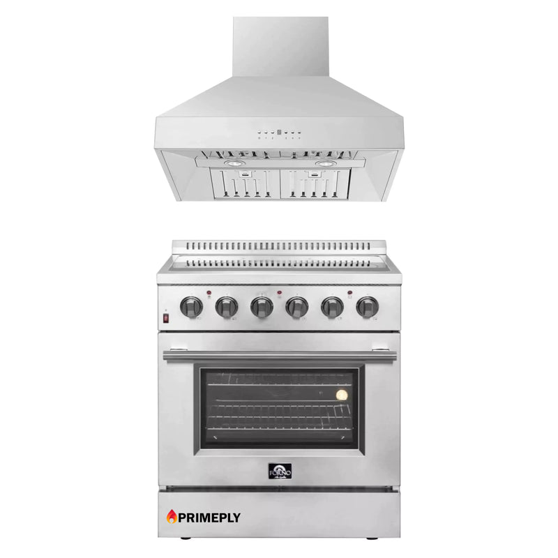 Forno 2-Piece Appliance Package - 30-Inch Electric Range and Wall Mount Range Hood in Stainless Steel