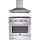 Forno 2-Piece Appliance Package - 36-Inch Dual Fuel Range & Wall Mount Hood in Stainless Steel