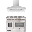 Forno 2-Piece Appliance Package - 48-Inch Dual Fuel Range & Wall Mount Hood in Stainless Steel