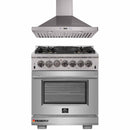Forno 2-Piece Pro Appliance Package - 30-Inch Dual Fuel Range & Wall Mount Hood in Stainless Steel