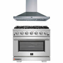 Forno 2-Piece Pro Appliance Package - 36-Inch Gas Range & Wall Mount Hood in Stainless Steel