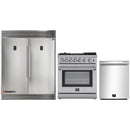 Forno 3-Piece Appliance Package - 30-Inch Dual Fuel Range with Air Fryer, Pro-Style Refrigerator, and Dishwasher in Stainless Steel