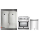 Forno 3-Piece Appliance Package - 30-Inch Gas Range, Pro-Style Refrigerator, and Dishwasher in Stainless Steel