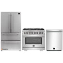 Forno 3-Piece Pro Appliance Package - 36-Inch Dual Fuel Range, French Door Refrigerator, and Dishwasher in Stainless Steel