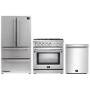 Forno 3-Piece Appliance Package - 30-Inch Gas Range, French Door Refrigerator, and Dishwasher in Stainless Steel