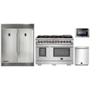 Forno 4-Piece Pro Appliance Package - 48-Inch Dual Fuel Range, 56-Inch Pro-Style Refrigerator, Microwave Drawer, & 3-Rack Dishwasher in Stainless Steel