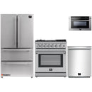 Forno 4-Piece Appliance Package - 30-Inch Dual Fuel Range with Air Fryer, Refrigerator, Microwave Drawer, & 3-Rack Dishwasher in Stainless Steel