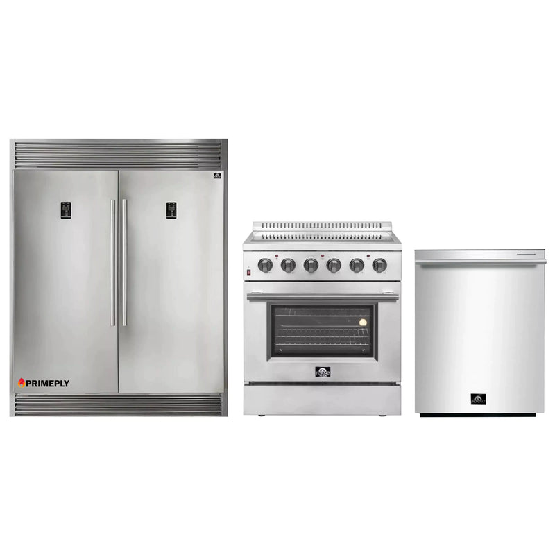 Forno 3-Piece Appliance Package - 30-Inch Electric Range, Pro-Style Refrigerator, and Dishwasher in Stainless Steel