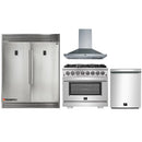 Forno 4-Piece Pro Appliance Package - 36-Inch Dual Fuel Range, 56-Inch Pro-Style Refrigerator, Wall Mount Hood, & 3-Rack Dishwasher in Stainless Steel