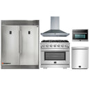 Forno 5-Piece Pro Appliance Package - 36-Inch Gas Range, 56-Inch Pro-Style Refrigerator, Wall Mount Hood, Microwave Oven, & 3-Rack Dishwasher in Stainless Steel