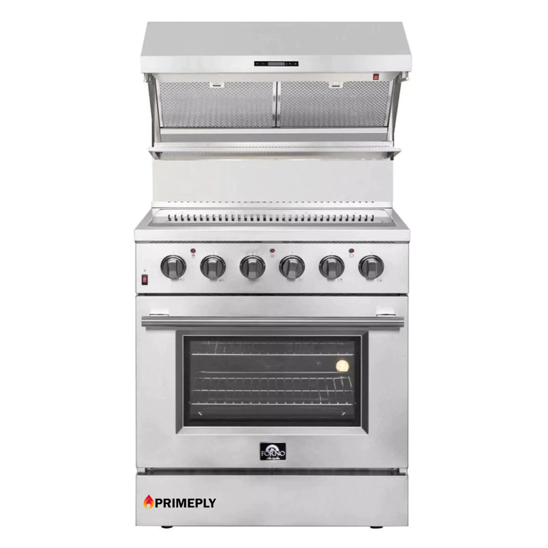 Forno 2-Piece Appliance Package - 30-Inch Electric Range and Wall Mount Range Hood with Backsplash in Stainless Steel