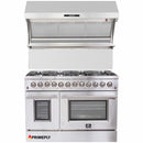 Forno 2-Piece Appliance Package - 48-Inch Dual Fuel Range & Wall Mount Hood with Backsplash in Stainless Steel