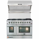Forno 2-Piece Appliance Package - 48-Inch Gas Range & Wall Mount Hood with Backsplash in Stainless Steel