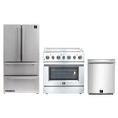 Forno 3-Piece Appliance Package - 36-Inch Electric Range, French Door Refrigerator, and Dishwasher in Stainless Steel