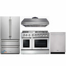 Thor Kitchen 4-Piece Pro Appliance Package - 48-Inch Dual Fuel Range, French Door Refrigerator, Dishwasher & Under Cabinet 16.5-Inch Tall Hood in Stainless Steel