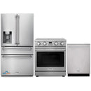 Thor Kitchen 3-Piece Appliance Package - 30-Inch Electric Range, Refrigerator with Water Dispenser, and Dishwasher in Stainless Steel
