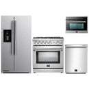 Forno 4-Piece Appliance Package - 30-Inch Gas Range, Refrigerator with Water Dispenser, Microwave Oven, & 3-Rack Dishwasher in Stainless Steel