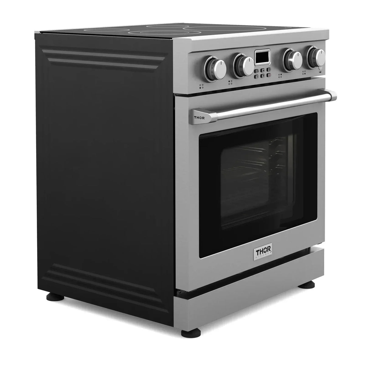 Thor Kitchen 5-Piece Appliance Package - 30-Inch Electric Range, Refrigerator with Water Dispenser, Dishwasher, Microwave, and Wine Cooler in Stainless Steel