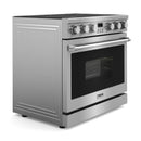 Thor Kitchen 5-Piece Appliance Package - 36-Inch Electric Range, Refrigerator with Water Dispenser, Dishwasher, Microwave, and Wine Cooler in Stainless Steel