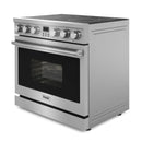 Thor Kitchen 5-Piece Appliance Package - 36-Inch Electric Range, Refrigerator with Water Dispenser, Dishwasher, Microwave, and Wine Cooler in Stainless Steel