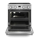 Thor Kitchen 6-Piece Appliance Package - 30-Inch Gas Range, Wall Mount Range Hood, Refrigerator with Water Dispenser, Dishwasher, Microwave, and Wine Cooler in Stainless Steel