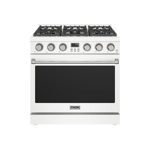 Thor Kitchen 36-Inch Gas Range in White - Contemporary Professional (ARG36W)