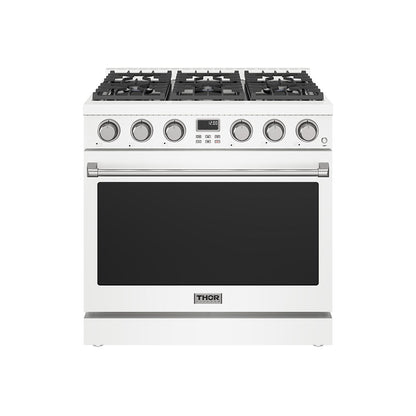 Thor Kitchen 36-Inch Gas Range in White - Contemporary Professional (ARG36W)