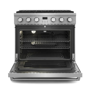 Thor Kitchen 2-Piece Appliance Package - 36-Inch Gas Range and Wall Mount Range Hood in Stainless Steel