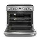 Thor Kitchen 4-Piece Appliance Package - 36-Inch Gas Range, Refrigerator with Water Dispenser, Dishwasher, and Microwave in Stainless Steel