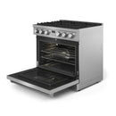 Thor Kitchen 5-Piece Appliance Package - 36-Inch Gas Range, Pro-Style Wall Mount Range Hood, Refrigerator with Water Dispenser, Dishwasher, and Microwave in Stainless Steel
