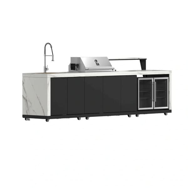 FORNO Rimini Outdoor Kitchen 30-Inch BBQ 62,000 BTU, 4.8 cu.ft. Beverage Center, Stainless Steel Sink, White Countertops FODKT2575WHT - MyBBQDirect
